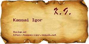 Kassai Igor névjegykártya